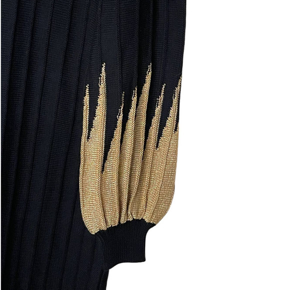 CALLAHAN ANTHRO SWEATER DRESS BLACK METALLIC GOLD CHUNKY WOOL BLEND KNIT NWT - Picture 4 of 9